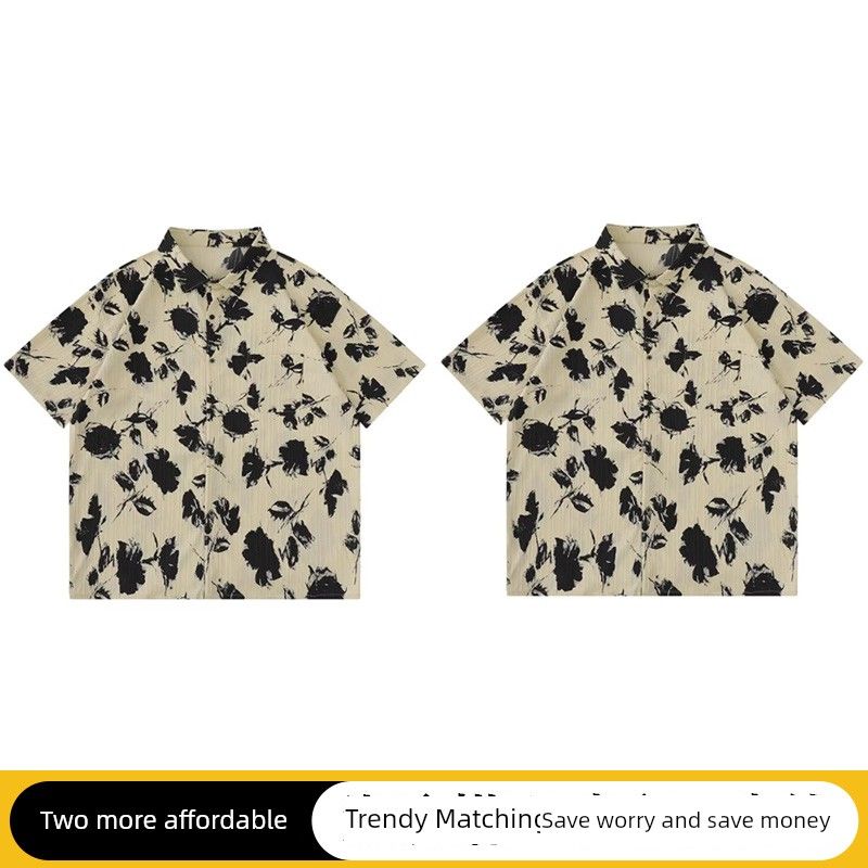 Trendy Hip Hop Chic Florals Casual Short Sleeve Shirt