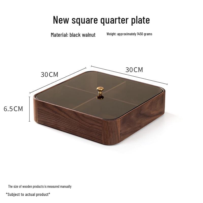 Black Walnut 4-Compartment Snack Tray