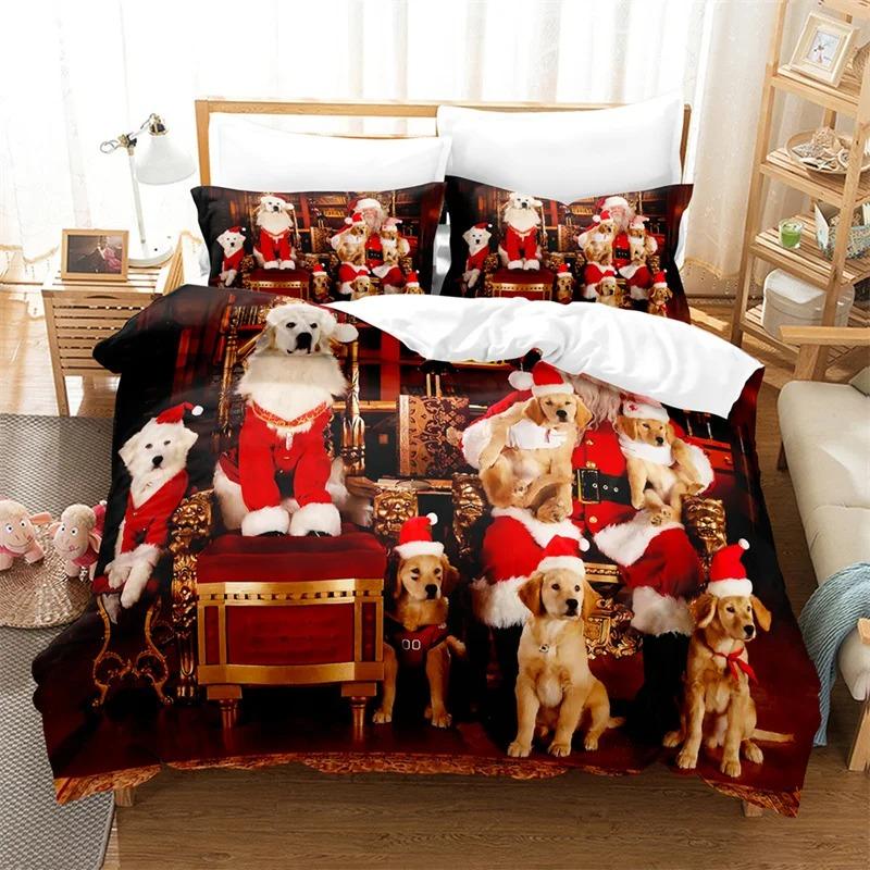 Santa Claus Bedding Set Duvet Cover New Year Gift Quilt Cover Boys Girls Bed Set Christmas Decorations House Bedding Set