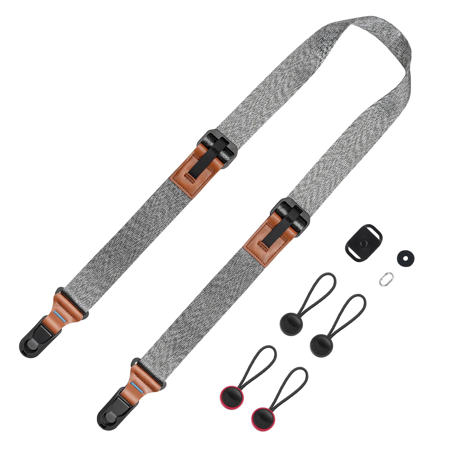 

[Cobby] Camera Strap, Width 35mm, Anchor Links, Adjustable for SLR, Mirrorless, Digital Cameras, etc., with Quick Release Plate (Gray)