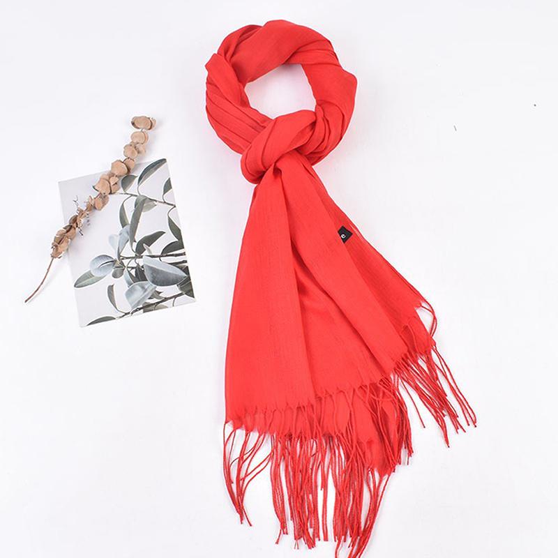 Women 70x200cm Faux Cashmere Solid Fringe Scarf Minimalist Elegant A/C Shawl Soft Breathable Autumn And Winter Warm Scarf
