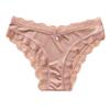 Lace Splicing Skin-Friendly Women's Ice Silk Briefs with Bow