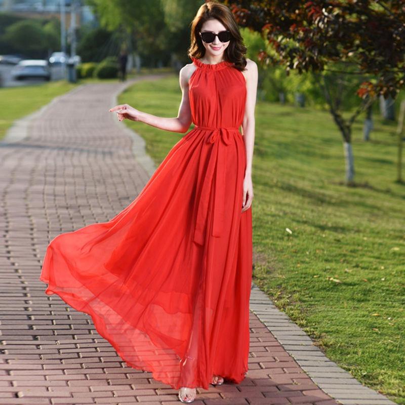 Travel Photo Desert Long Dress Women's Summer Swing Elegant Belt Slimming Seaside Holiday Beach Dresses