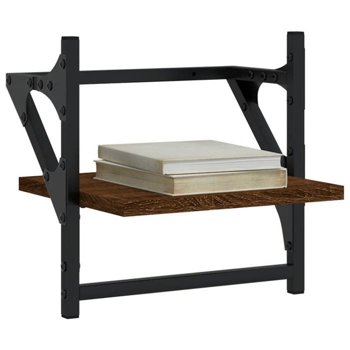 VidaXL Wall Shelves with Bars 2 Pcs Brown Oak 30x25x30 Cm 836237