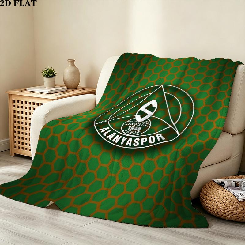 Alanyaspor Print Flannel Blanket, High quality Comfortable for All Seasons, Home Decor, Warmth and Comfort, Perfect for Christmas Gifts