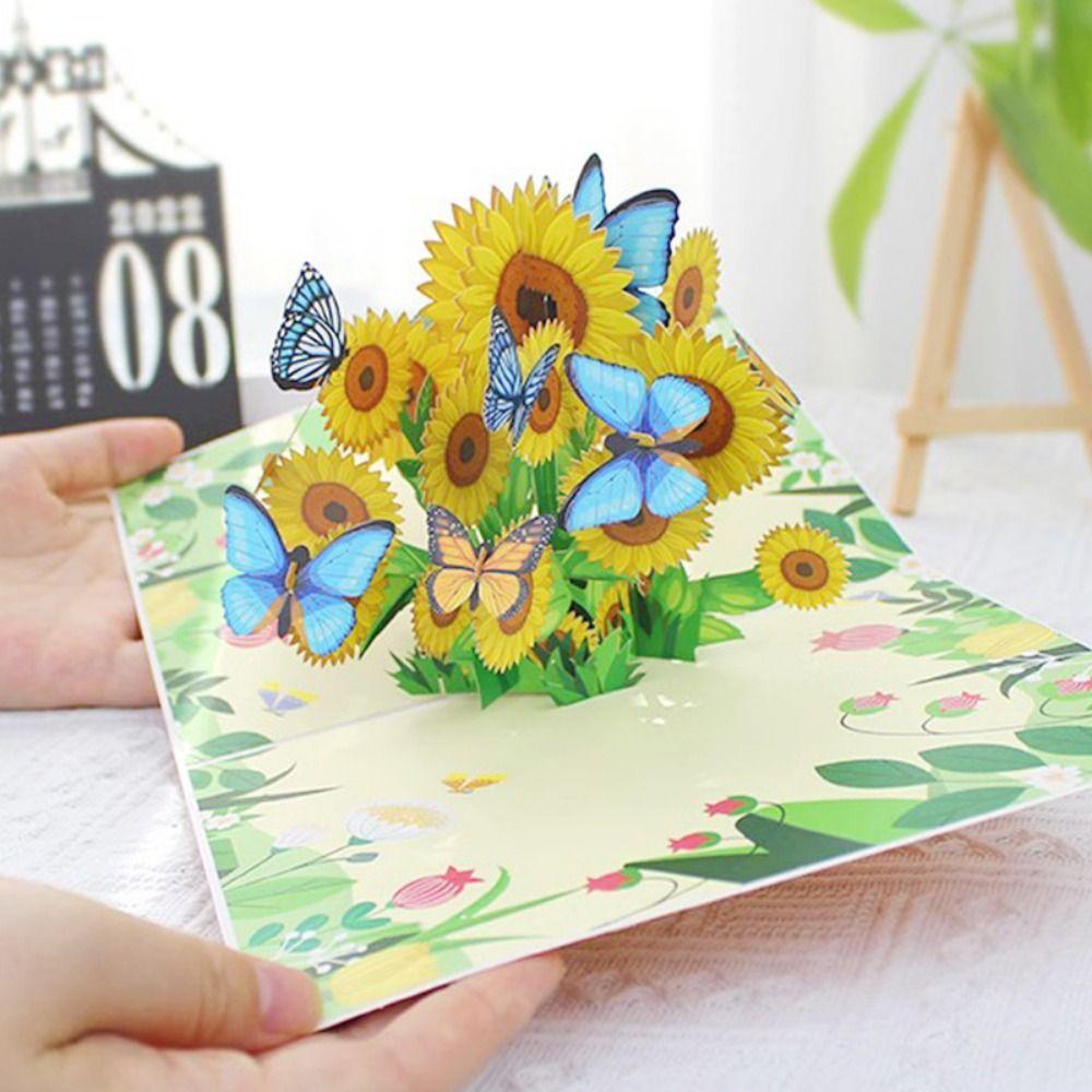 Decoration Wishing 3D Butterfly Greeting Card Handmade Colorful Teachers Day Cards Creative Paper Gratitude Card Festival