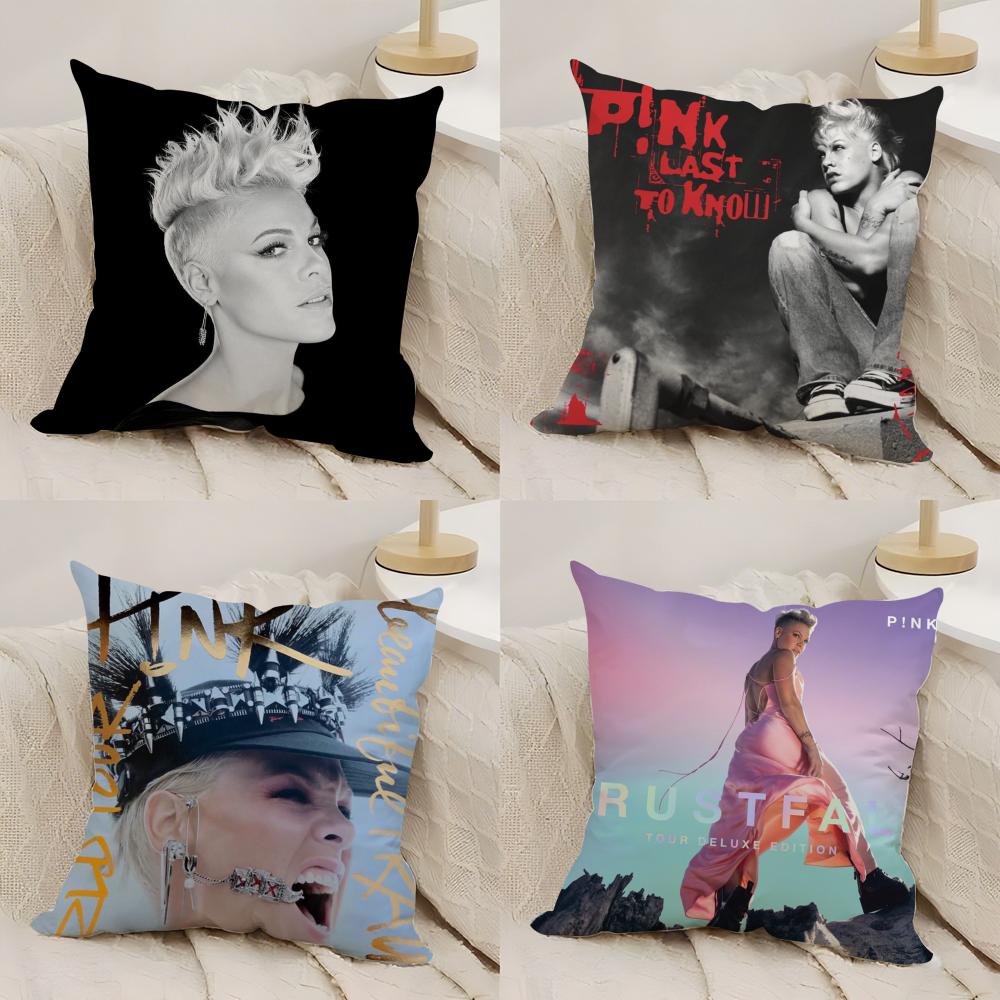 Pink Trustfall Pnk Singer Cushion Cover Silky Short Plush DoubleSided Printed Pillow Case for Sofa All Seasons Home Decor Gift