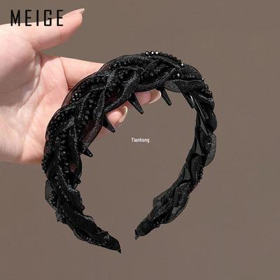 2025 Women's Fashion High Crown Mesh Braid Headband - Chic & Luxurious Daily Wear