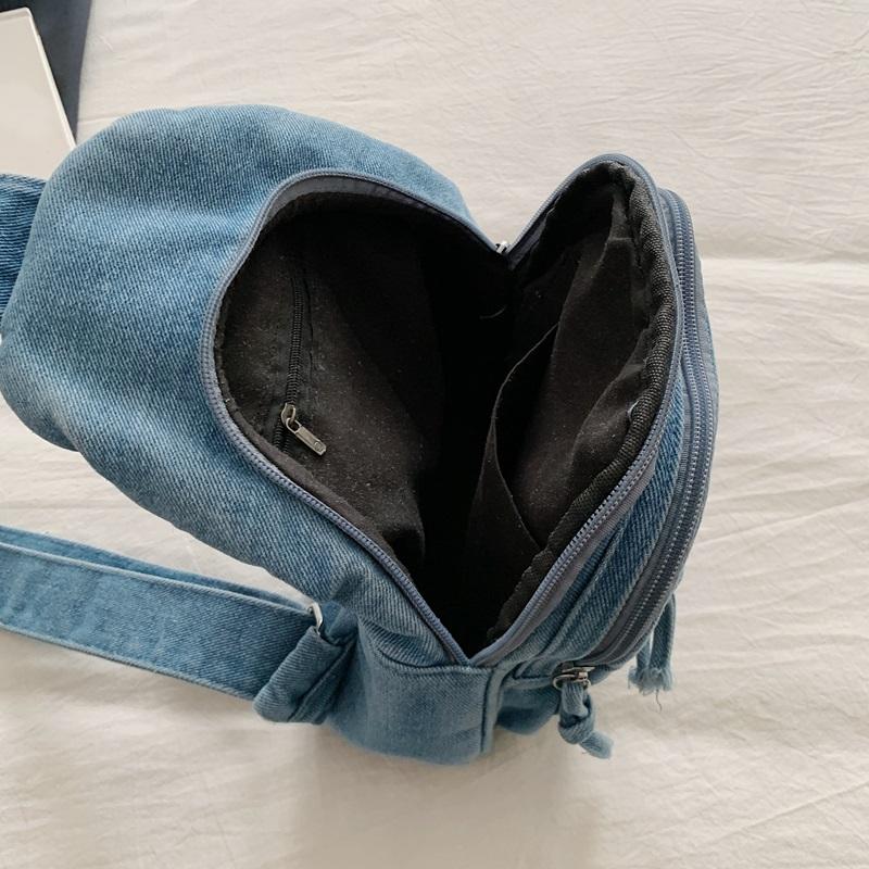 Denim Shoulder Bag Women's Large Capacity Crossbody Bag Commuter Chest Bag