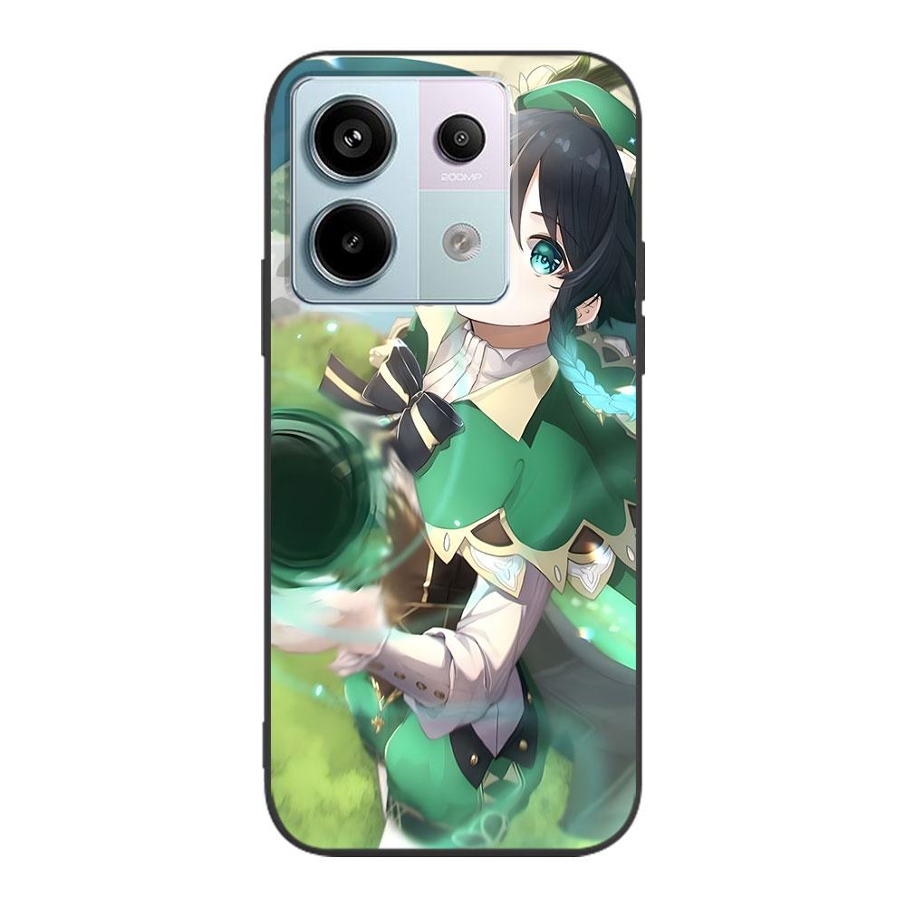 Barbatos Genshin Impact Case for Xiaomi Redmi 10 10C 9C 9A 9i 9 Prime 9T 12 12C 10A K40 Black Soft TPU Mobile Phone Bag Cover