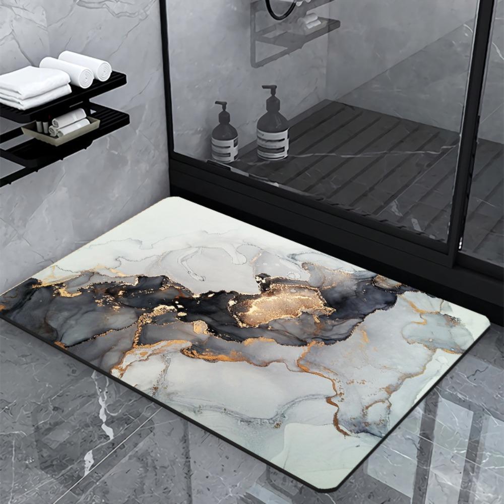 Simple Printing Bathroom Thickening Mat Bath Non-slip Carpets In Wash Basin Bathtub Side Floor Rug Shower Room Doormat Memory Foam 3D Pad