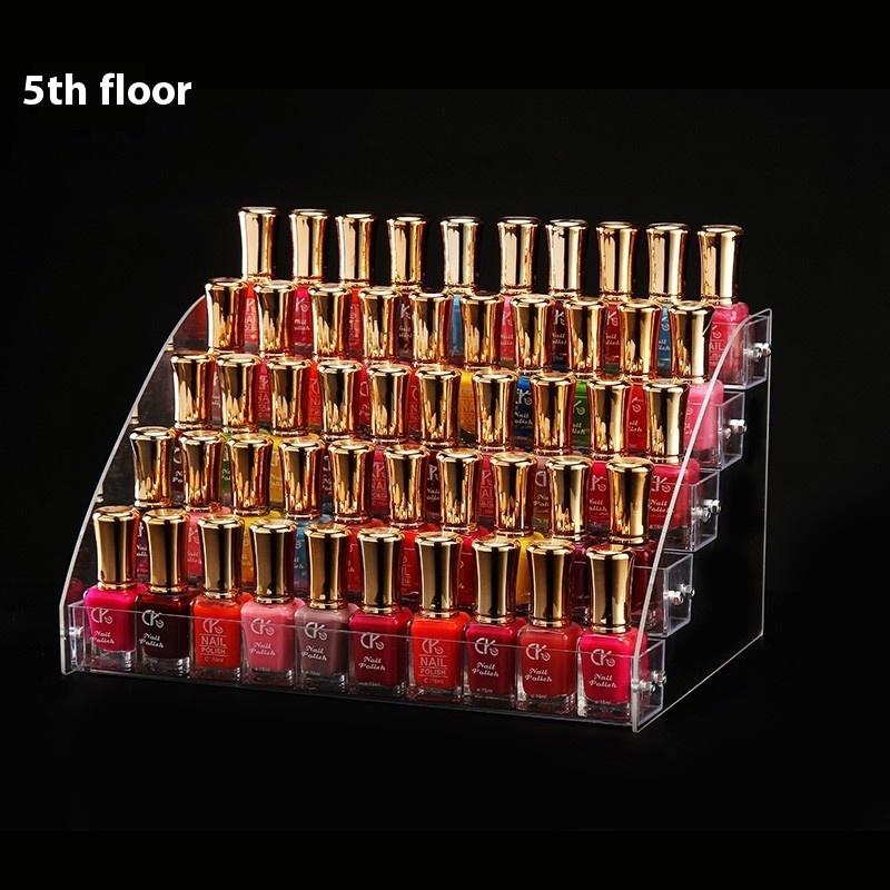 Transparent Acrylic Storage Box, Lipstick Display Stand, Desktop Cosmetics Finishing and Storage, Nail Polish Display Stand, Plastic.