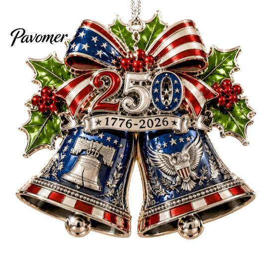 Holiday Souvenirs for Family 250th Anniversary Christmas Ornament, Acrylic Patriotic Hanging Decor Gift Friends with Eagle Santa Liberty Bell,
