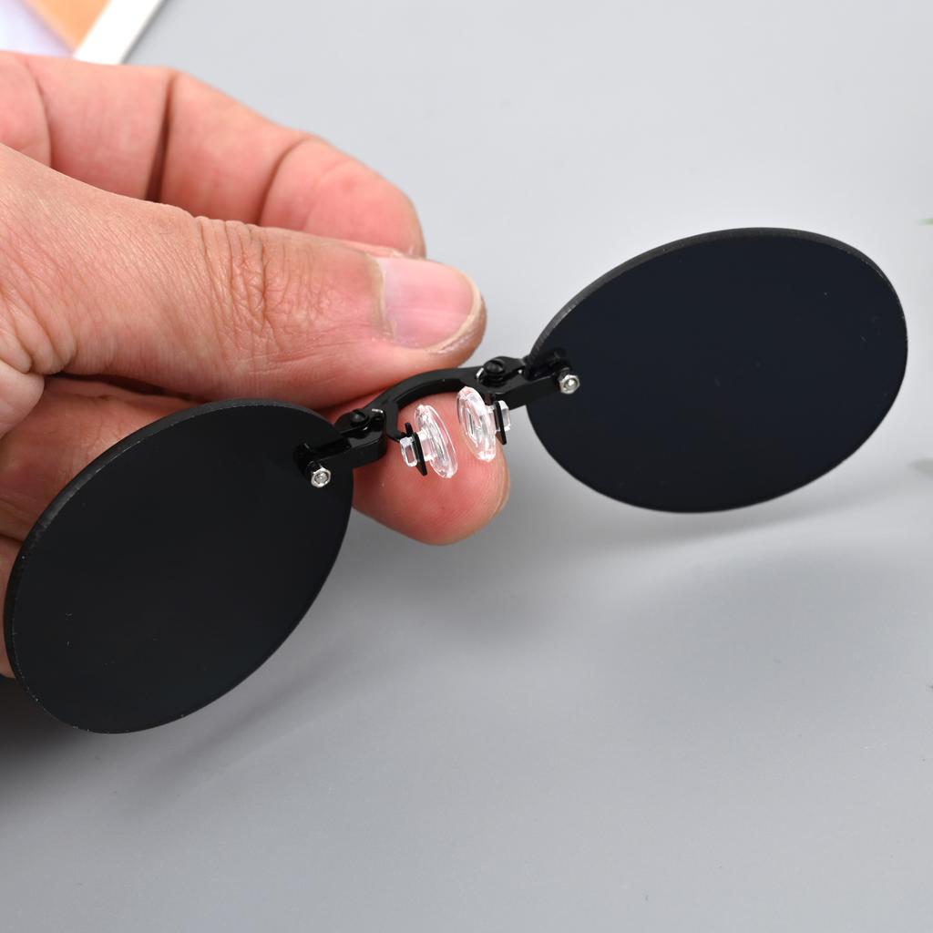 Clip On Nose Glasses Sunglasses Round Rimless Clip-On Driving Glasses Vintage Women Men Eyeglasses UV400 Eyewear Accessories 1PC