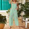 Salopette Vintage en Coton et Lin pour Femme, Imprimé Floral, Coupe Ample, Sans Manches, Jambes Larges, Combinaison Décontractée avec Bretelles Réglables