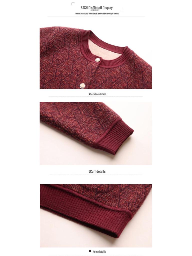 Women's Plus Velvet Cardigan - Cozy and Stylish Autumn/Winter Wear for Middle-aged & Elderly