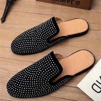 Trend Glitzer Strass Leder Halbschuhe Schuhe Für Männer Designer Oberbekleidung Mules Lässige Slides Hausschuhe Sandalen Mokassins