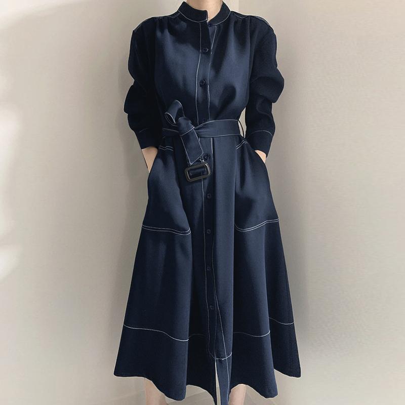 ZANZEA Women Casual Round Neck Solid Color Long Sleeve Loose Dress