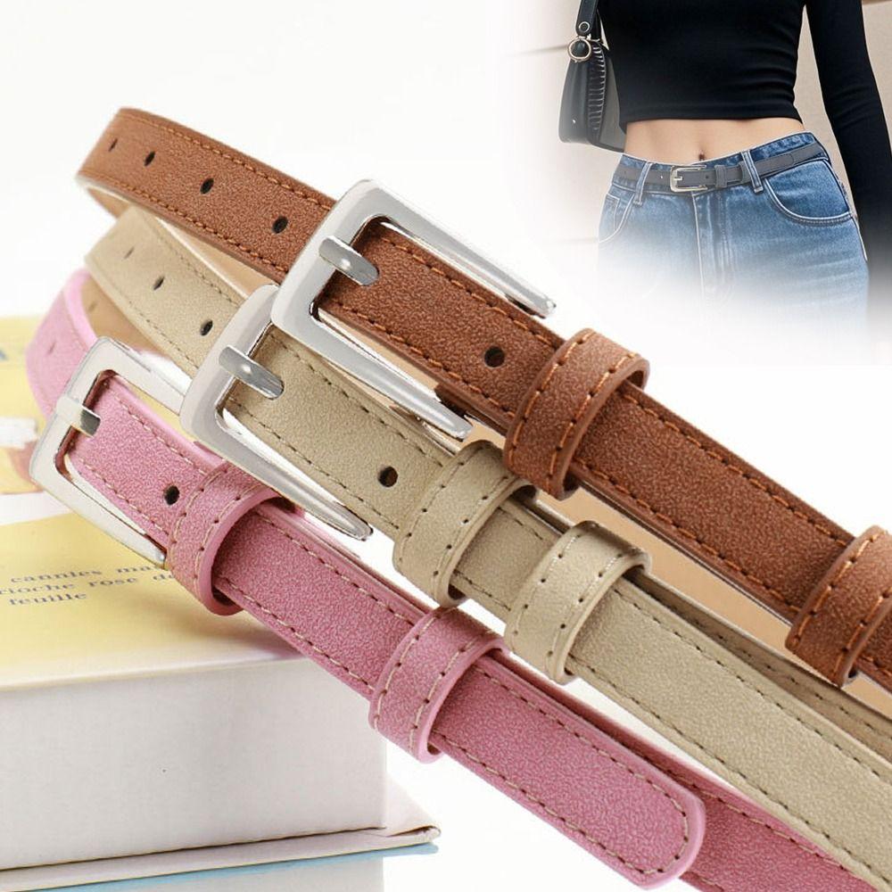 Luxury Design Suede Leather Belt Pin Buckle Frosted Waistband Business Waist Belt  For Women