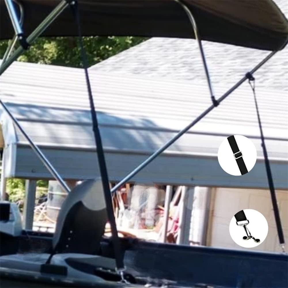 2-Piece Adjustable Bimini Boat Top Strap With Double Head Snap Hook, Heavy Duty Canopy Strap 28“-60” Boat Nylon Bimini Boat Top Strap