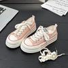 6 Blue and White Porcelain Summer Breathable Low-top Canvas Shoes, New Female Students Thick-soled Breathable Casual Board Shoes