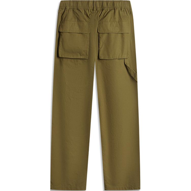 Li Ning Sports Lifestyle Series Solid Color Loose Mid Waist Straight Leg Sports Pants Men Pants Lizard-Brown AKXU531-5