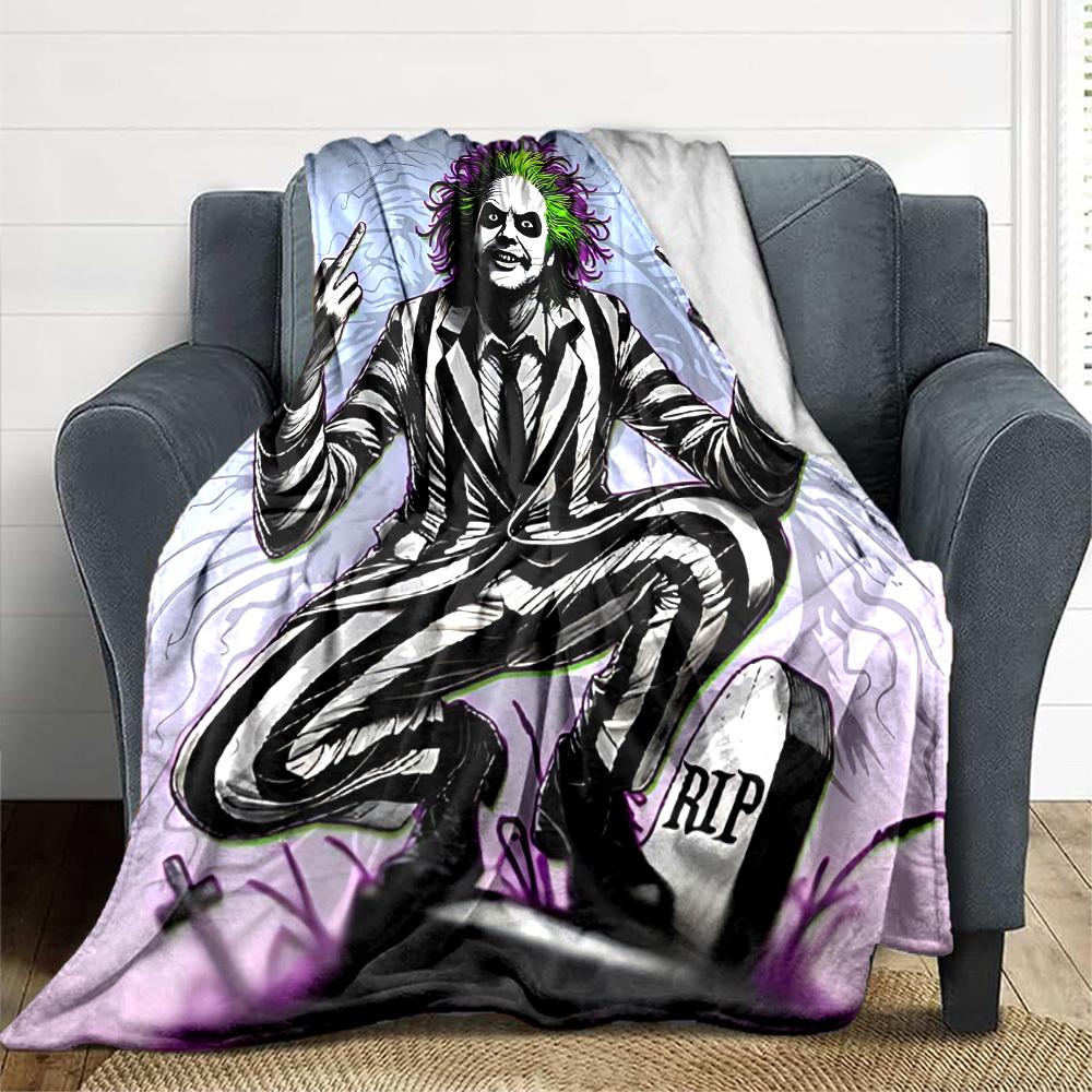 

1pc Beetlejuice Flannel Throw Blanket Soft, Warm & Cozy for Couch, Bed, Office, and Travel Versatile All Season Gift, Christmas present 80x120cm