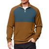 Men's Casual Long-Sleeved Collared Quarter-Zip Sweatshirt
