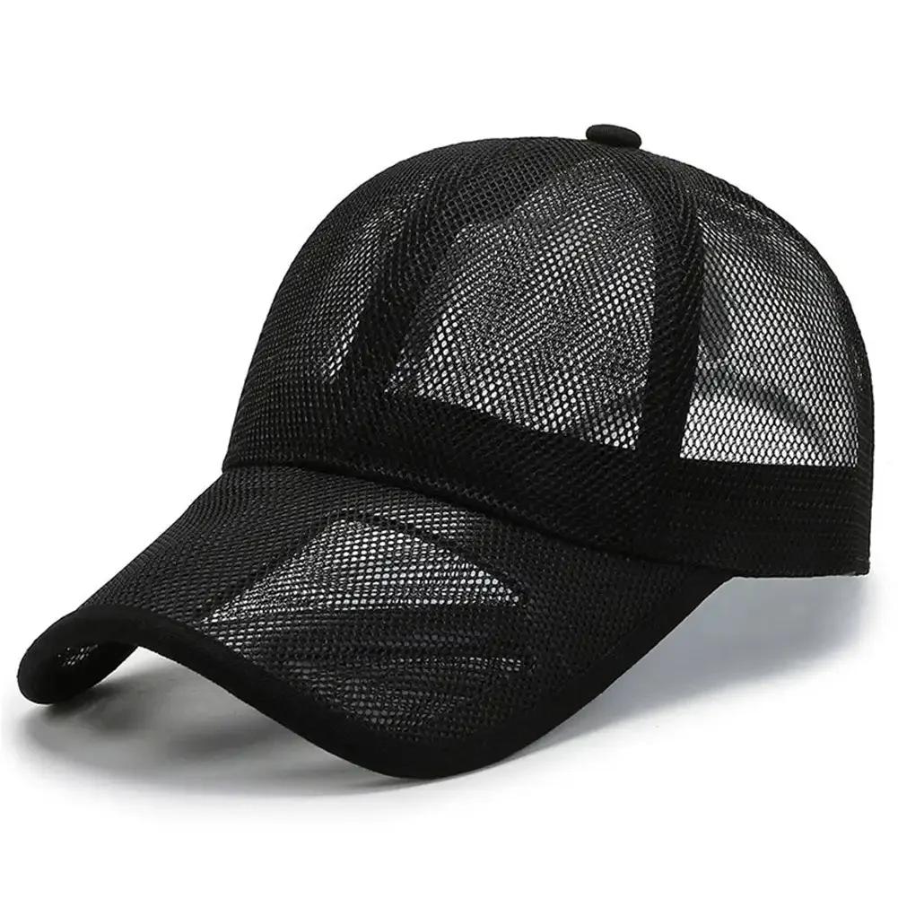 Chapeau de pêche pour homme Été Casquette de baseball entièrement en maille Unisexe Casquette de camionneur Casquettes de camionneur Séchage rapide Chapeau de golf pour la course à pied Casquette snapback réglable