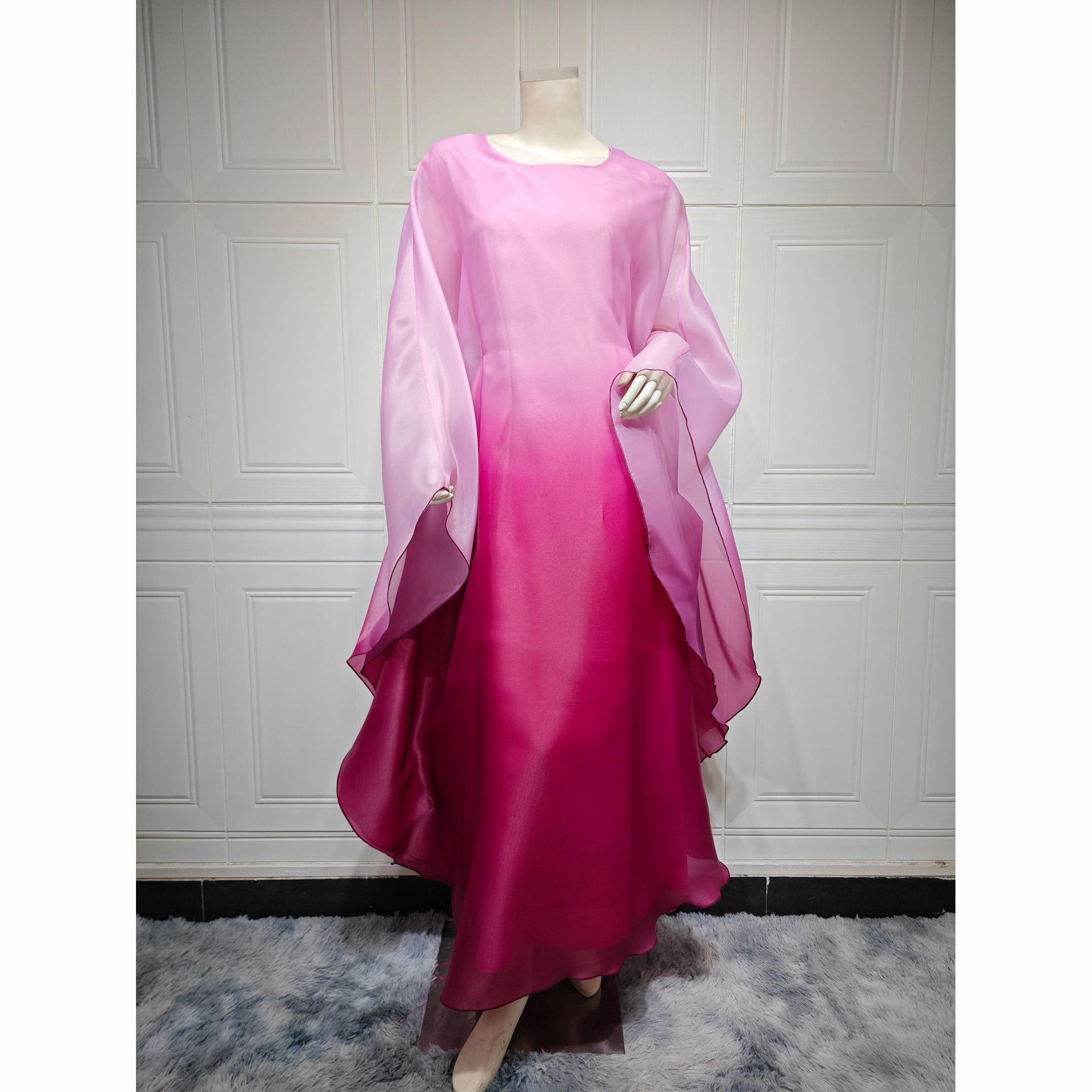 

Мусульманское вечернее платье, женское длинное платье с рукавом Абая Джалабия, марокканский кафтан, платье для Рамадана, халат XXL розы красного