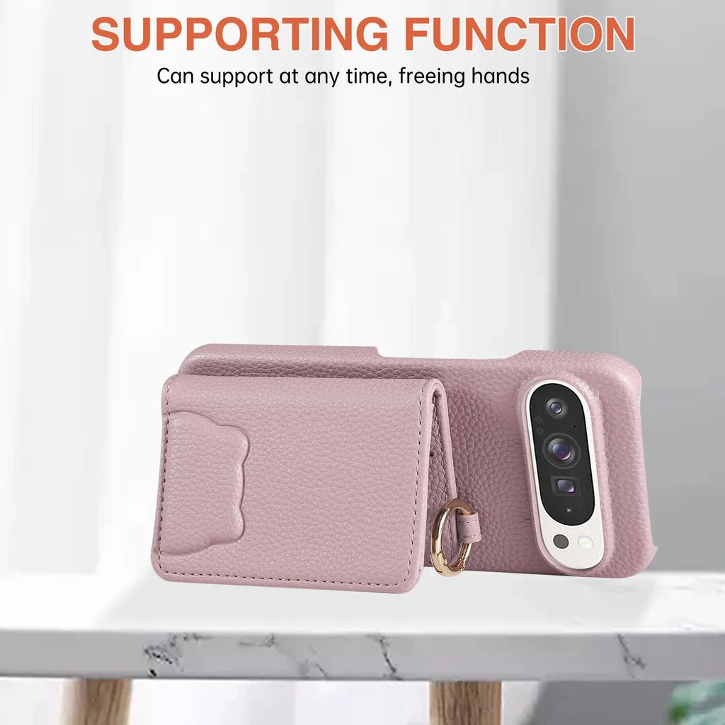 Crossbody Cards Solt Leather Wallet Mirror Ring Holder Case Google Pixel 9 Pro XL 8 8Pro 8A 7 6 7A 6A Long Lanyard Cute Cover