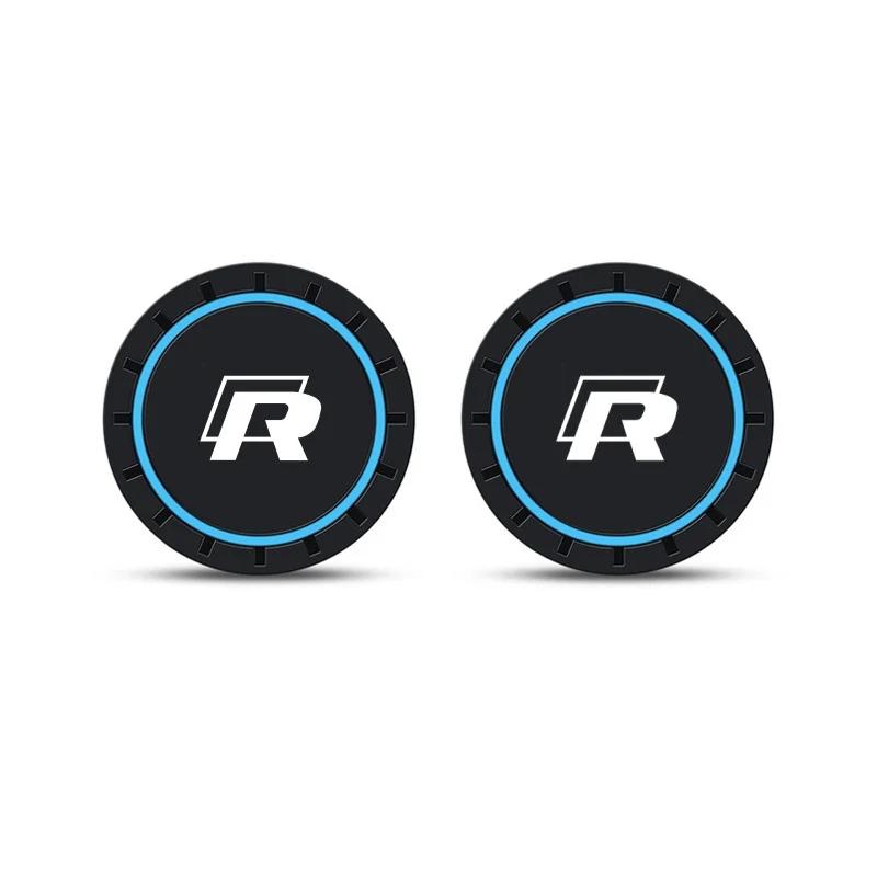 

2025 Hot 2PCS Rline R line Logo PVC Silicone Car Coaster Water Cup Slot Non-Slip Pad Drink Mat For Volkswagen VW Golf 7 Golf 6 P