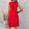 Plus Size V Neck Sleeveless Dress Watercolor Cherry Blossom Print For Spring Scenic Spot Tour