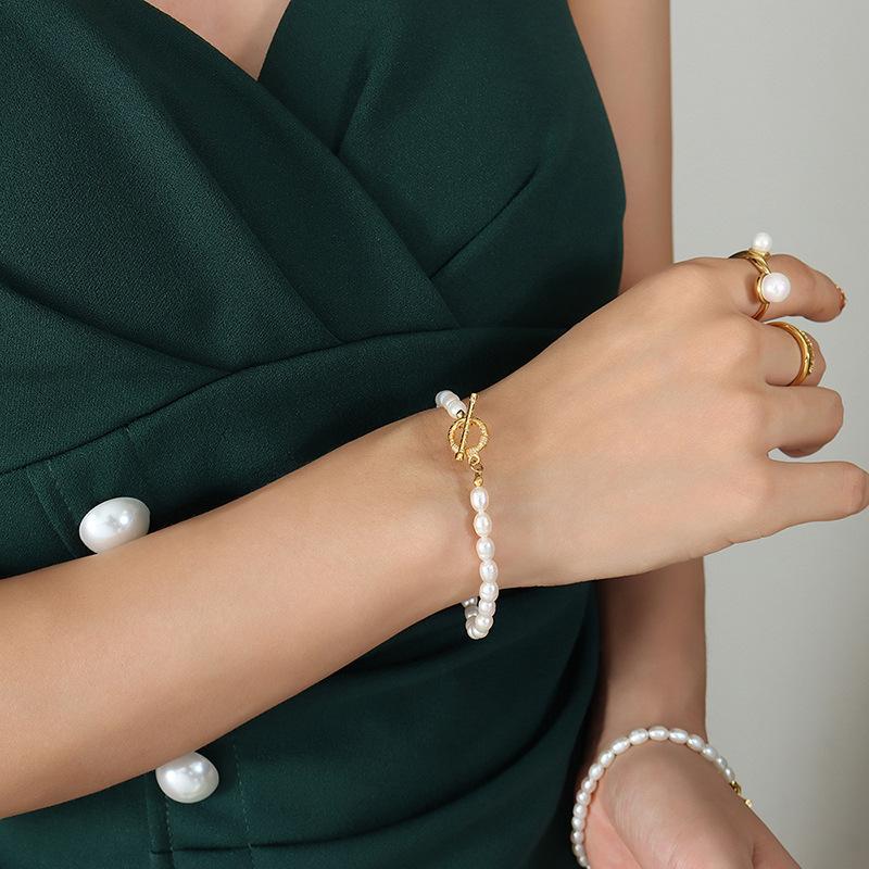 French Retro Baroque Pearl Necklace & Bracelet Set