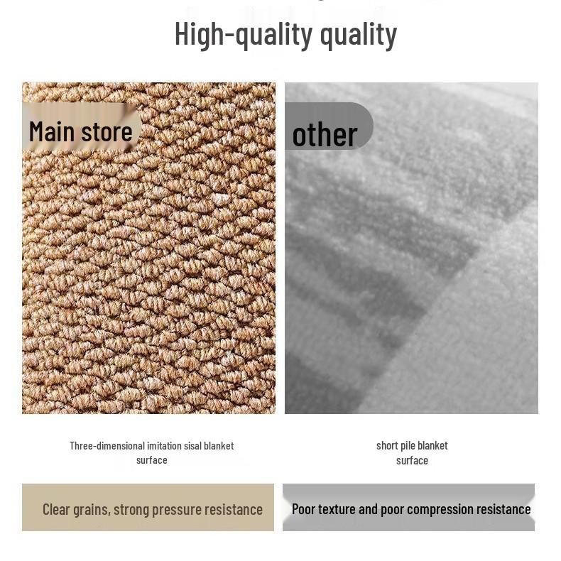 Solid Color Wood-Style Sisal Rug: Durable, Easy-to-Clean, Dirt-Resistant Tatami Floor Cushion for Japanese Tea Table.