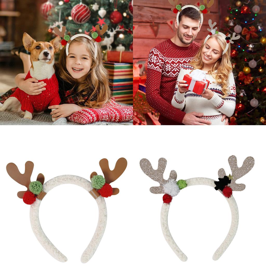 Reindeer Antler Shape Hair Hoop Teens Women Photoshoots Hair Holder Christmas Cosplay Party Headband with Sequins