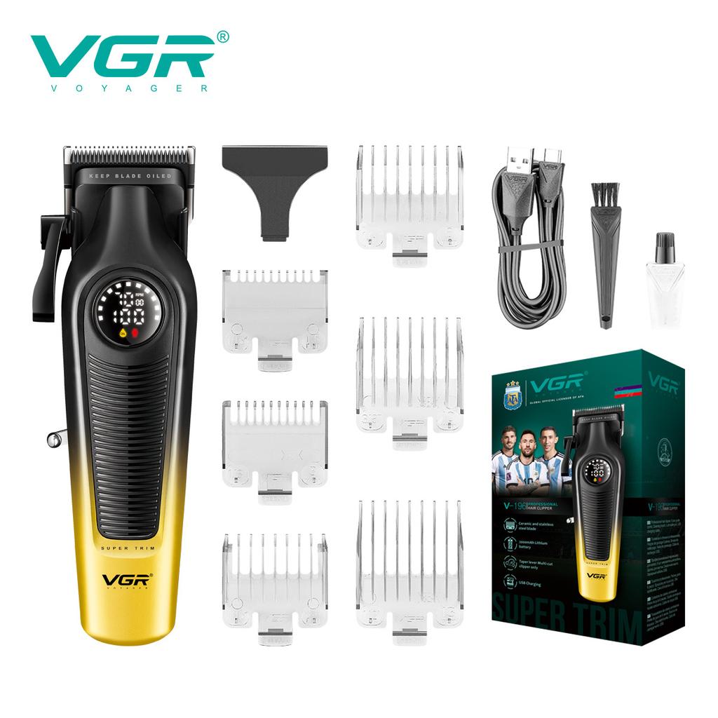 Original VGR V-196 Gradient Metal Body Hair Trimmer Men's Electric Hair Clipper LED Intelligent Digital Display Home Carving Pusher Home Hair Trimming