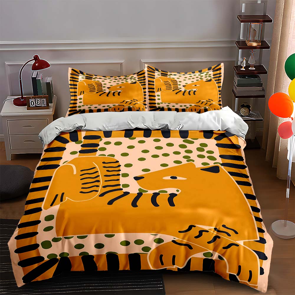 

Tiger-themed design. Bedding Duvet cover sets Duvet covers Pillowcases gifts (1 * Duvet Cover 2 * Pillowcases, without duvet insert) 135x200cm