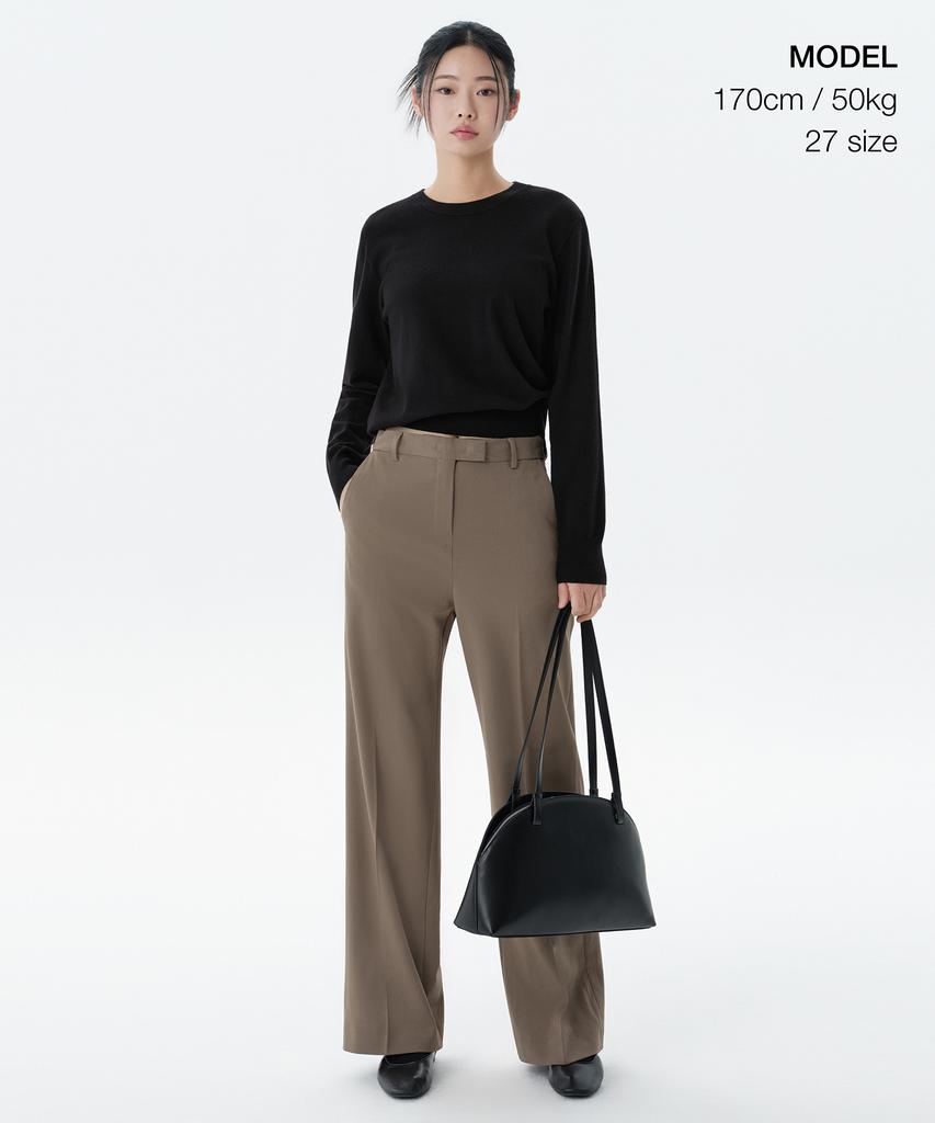 MUSINSA STANDARD WOMAN Women'S Wide Hidden Banding Slacks [Dusty Beige]
