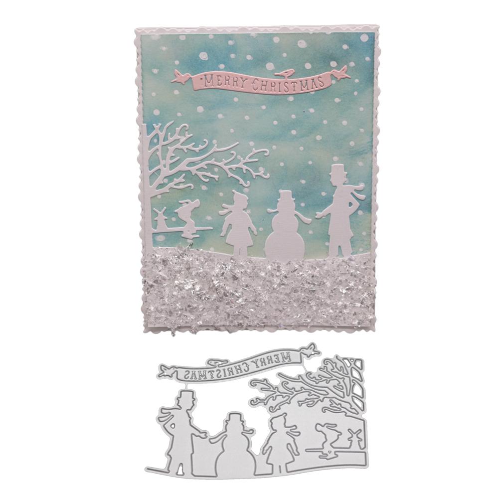 Merry Christmas Framework Metal Silvery Stencil Embossing Cutting Dies For Diy Scrapbooking Paper Album Cards Making