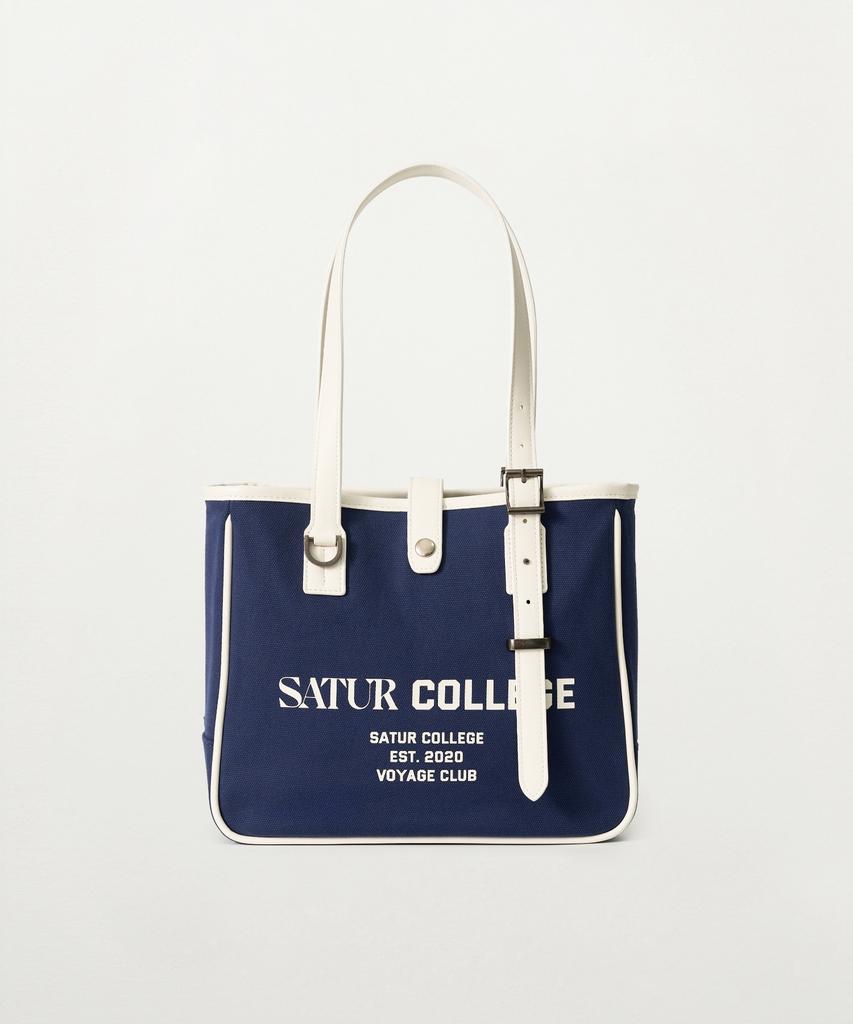Satur Classic Buckle Tote Bag Navy