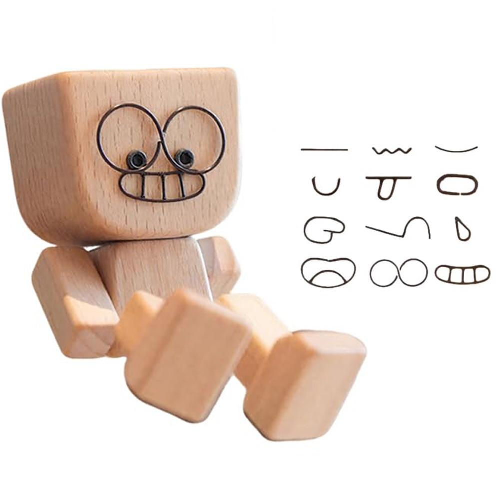 

12 Magnetic Faces Car Dashboard Figure Shaking Wooden Man