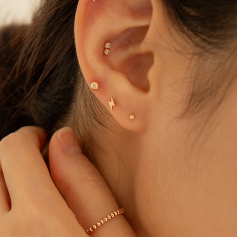 LUNNE 14k Diamond Spear Ball Piercing (14k Gold) #LCPI02