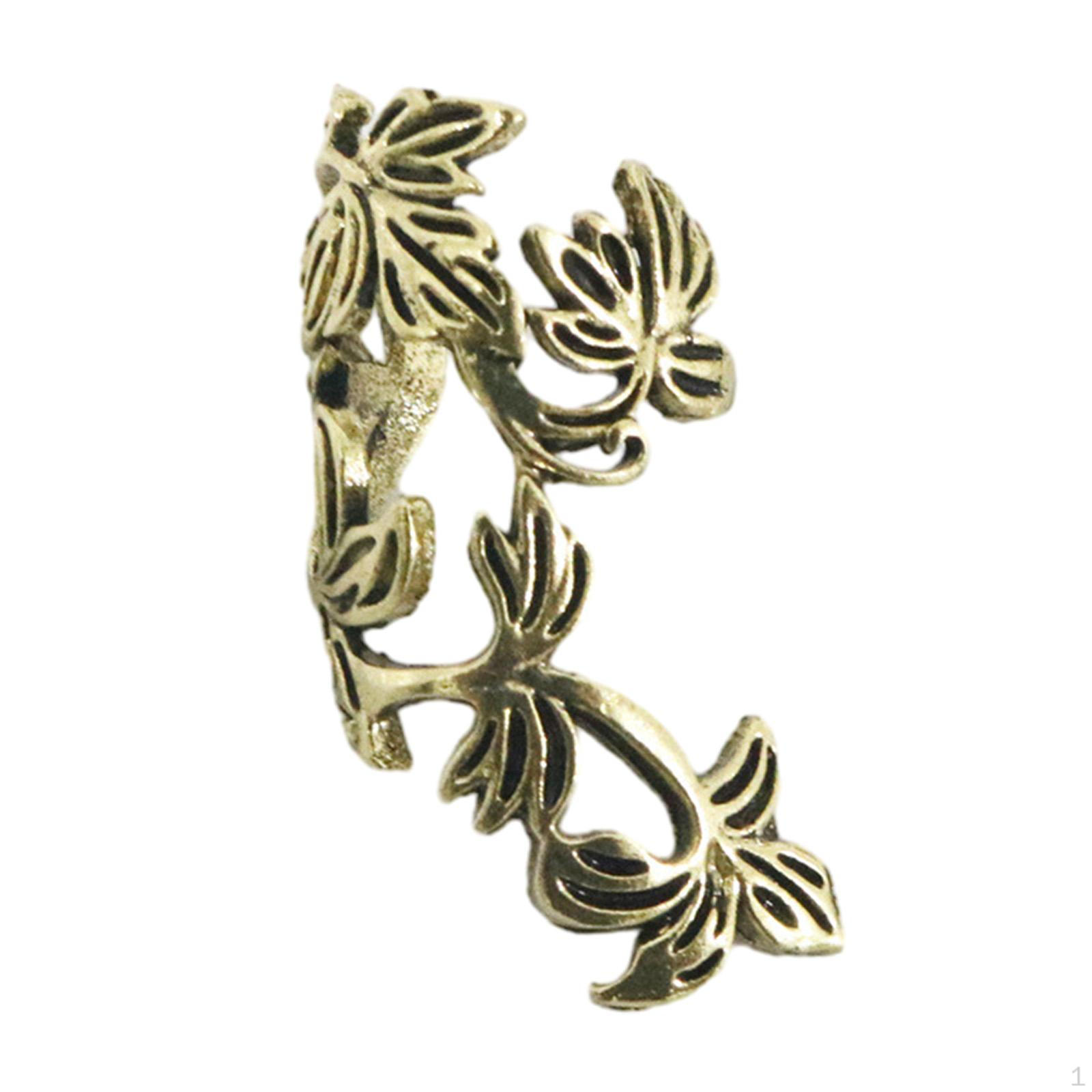 

Серьги-клипсы из хряща, полый дизайн, элегантный резной лист для женщин Bronze Golden Right