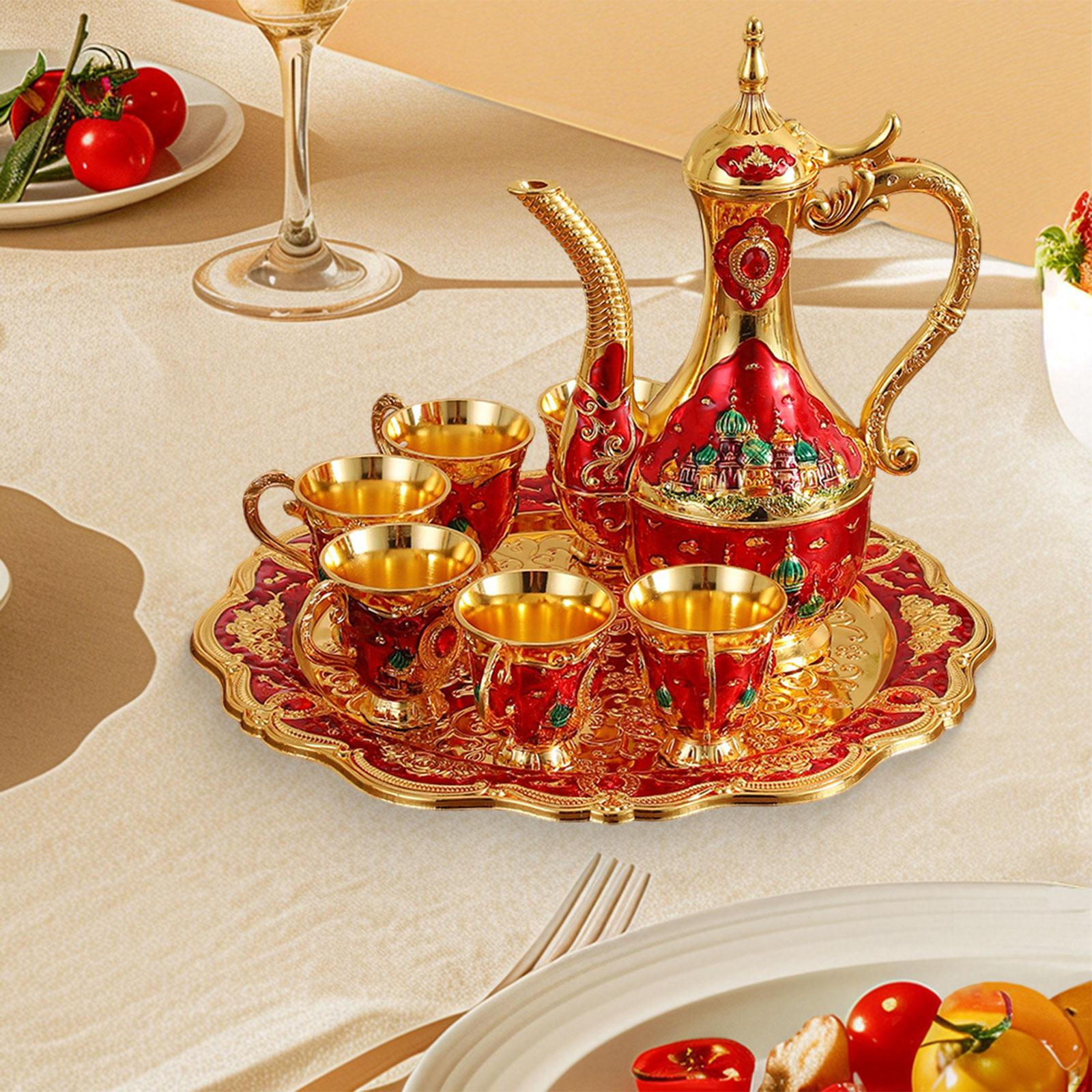 

Набор турецкой кофеварки Роскошный чайник Ретро-дизайн Набор для спальни День рождения Праздник Свадьба красный