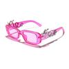 Fashion small frame oval handmade diamond-encrusted pair of dragon sunglasses, retro personality trend punk style glasses sunglasses