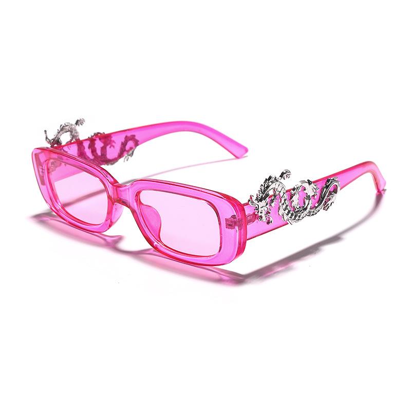 Fashion small frame oval handmade diamond-encrusted pair of dragon sunglasses, retro personality trend punk style glasses sunglasses