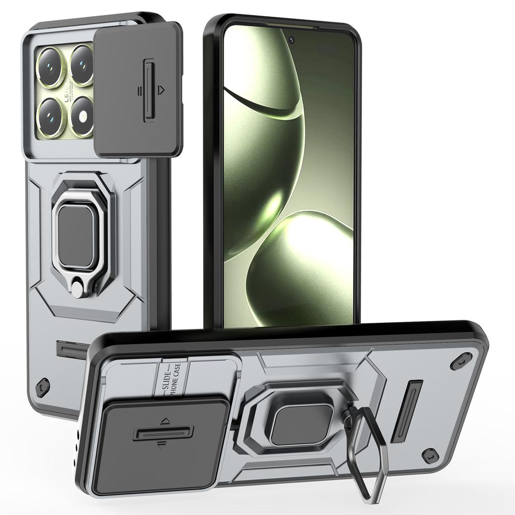 For Xiaomi 14T Case PC+TPU Kickstand Phone Protector with Lens Cover