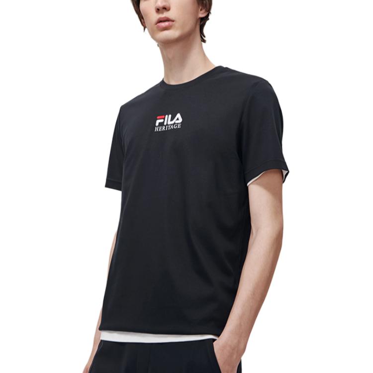 Fila T Shirts Men's Jet Black Crew Neck Moderate Straight Fit F11M318107FBK