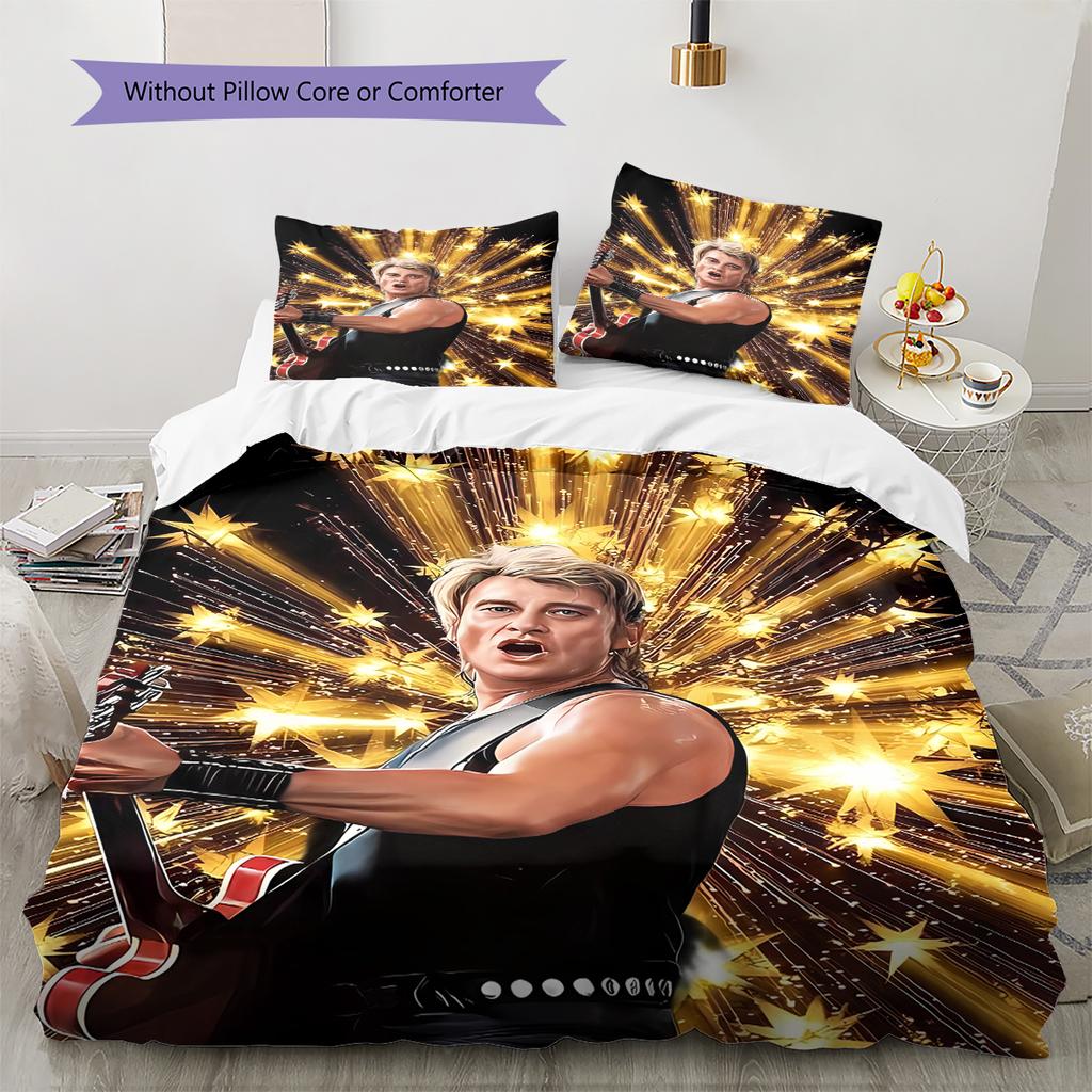 Johnny Hallyday Pattern Bedding,Quilt Set Quilt Cover Pillowcase Home Birthday Gift (1 * duvet cover + 2 * pillowcase, without core)
